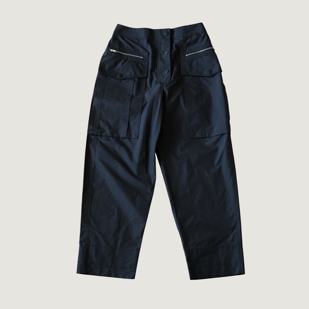 3.1 Phillip Lim Utility Cargo Pants Black Cotton Blend Size 0 Cropped Wide Leg